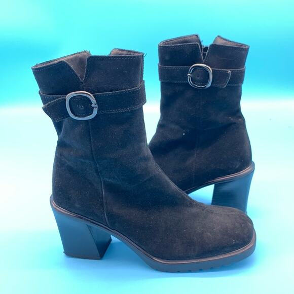 La Canadienne Black Suede Booties-6.5M - Picture 4 of 11